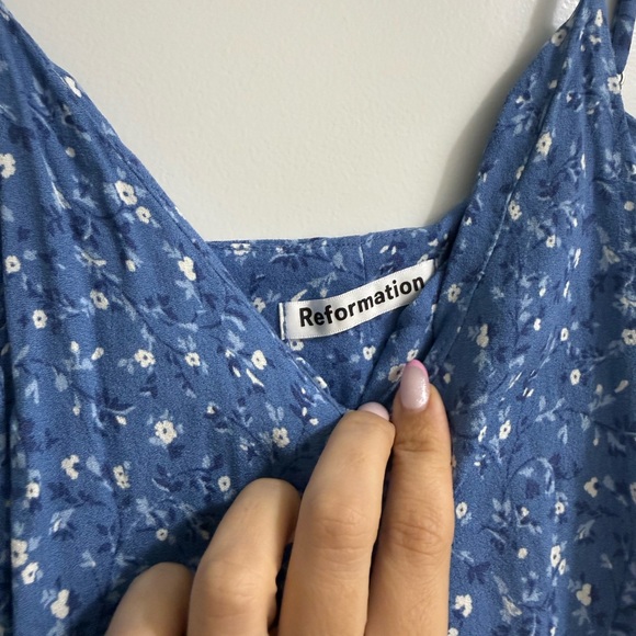 Reformation Blue Floral Slip Maxi Dress with Side Slit - Picture 3 of 4